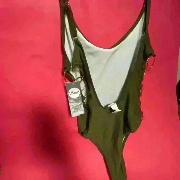Olive Green One Piece Swimsuit - Picture 3 of 4